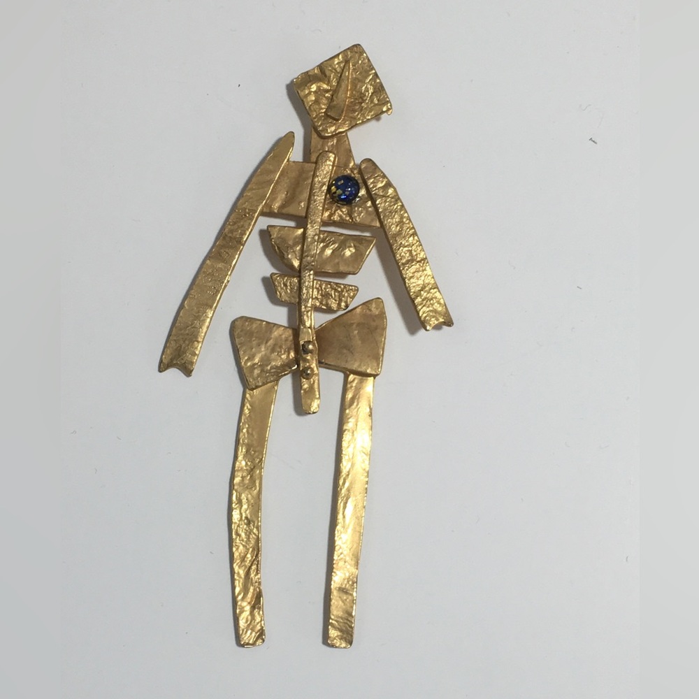 Male Dancing Pendant with Blue Stone